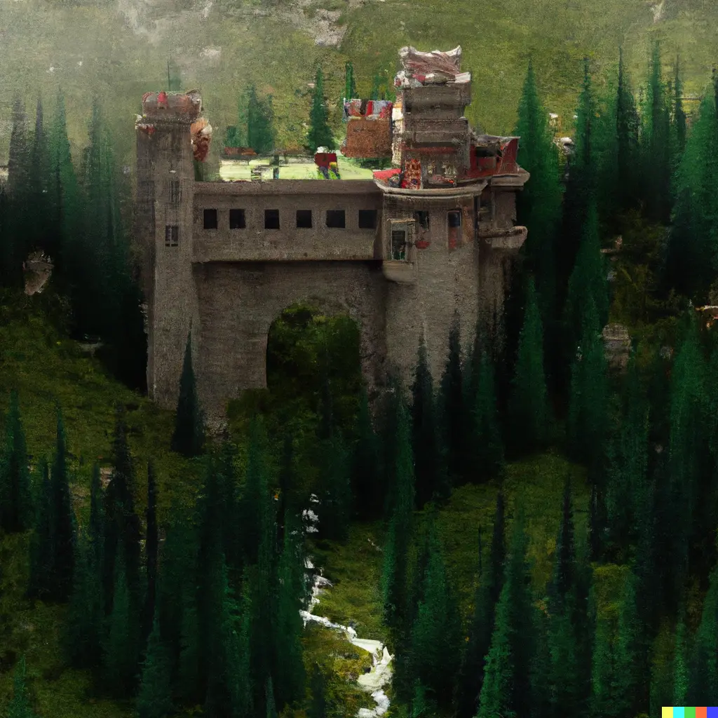 a small castle in the forest