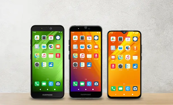 Quelques téléphones affichant e/OS